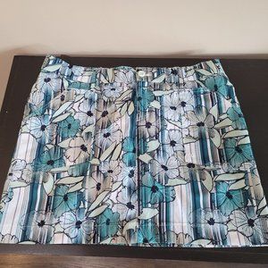 Eddie Bauer Sport Active Fit Skort Green Floral & Stripes